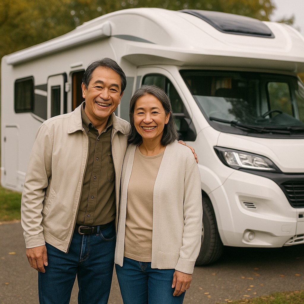 キャンピングカーで旅する夫婦