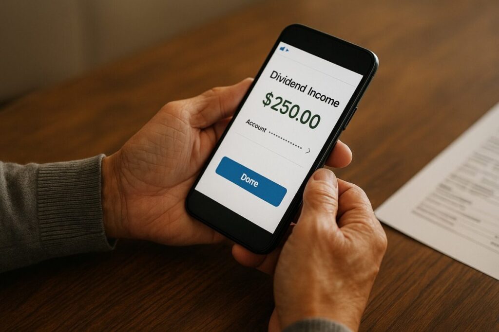 配当金が入金されたイメージを“嬉しすぎないシンプルな喜び”として表現