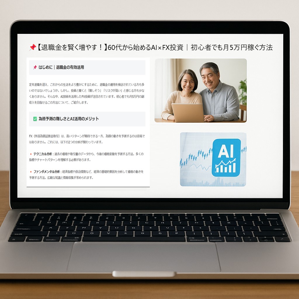 ノートPC画面にブログ記事を表示している様子