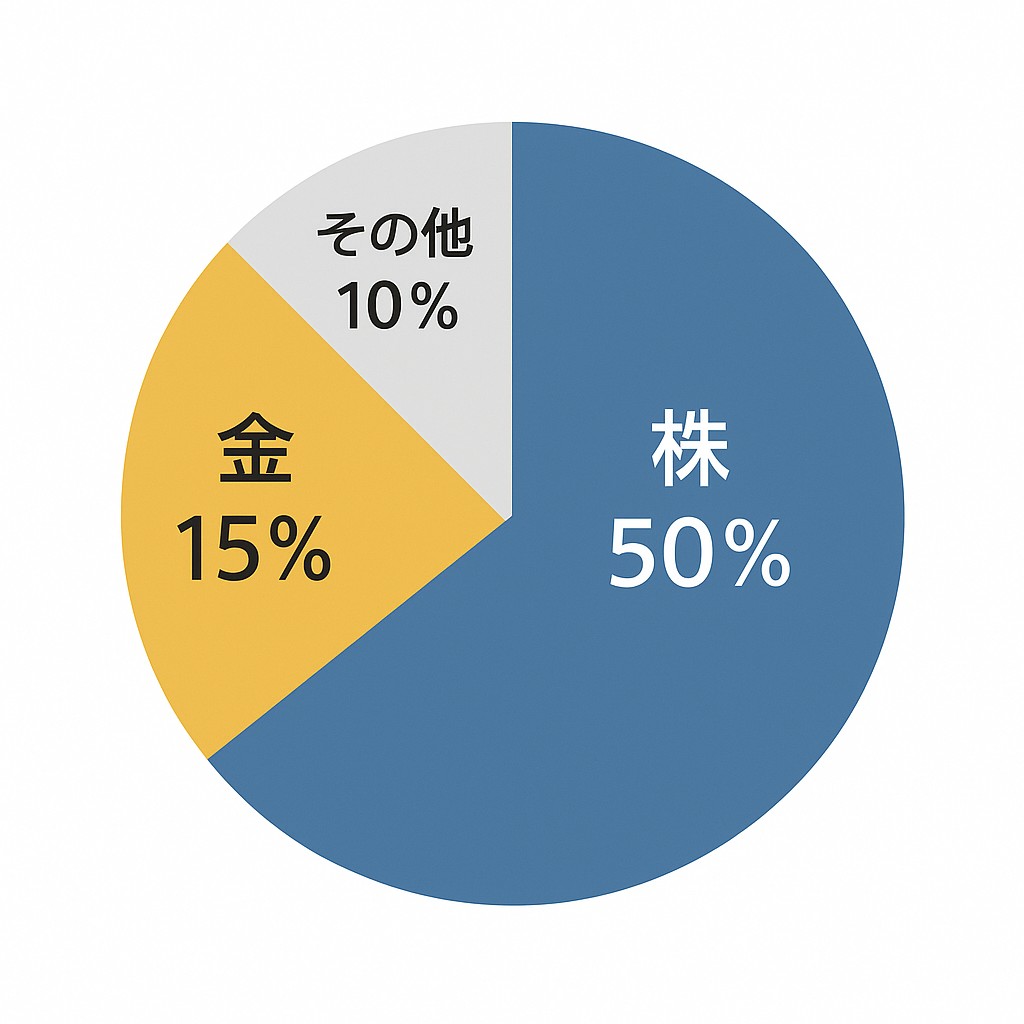 円グラフで“金15％”が視覚的にわかるデザイン