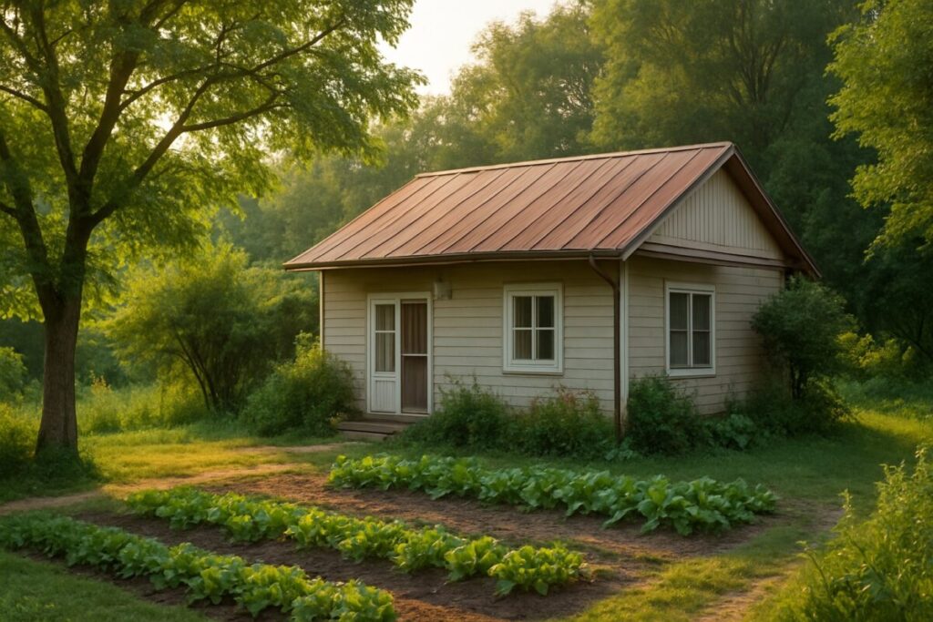 自然の中に建つ小さな一軒家＋菜園スペースのある暮らし