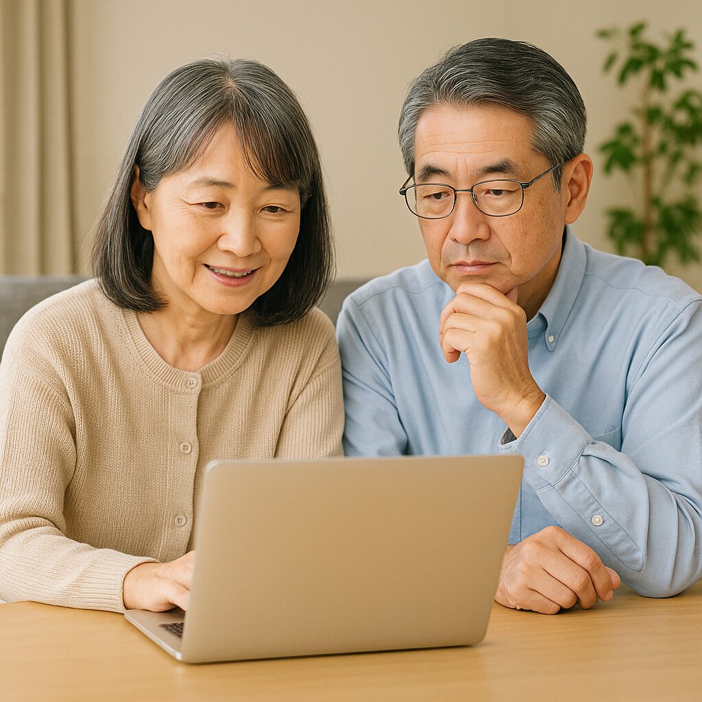 自宅で投資を検討中のライフシーン風写真
