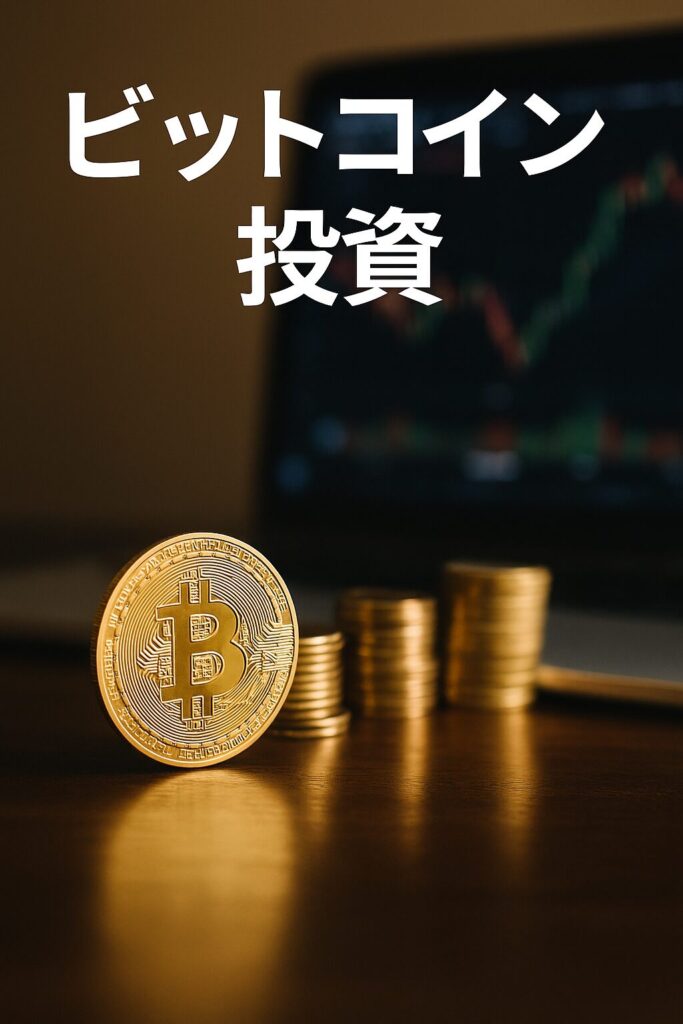 金色のビットコインが輝く未来を象徴するイラスト
