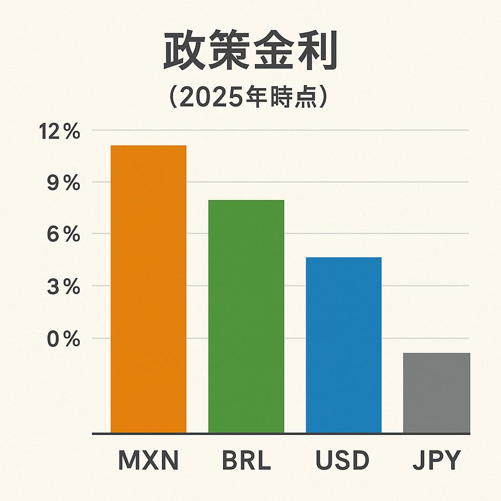通貨別金利比較グラフ(2025年時点)