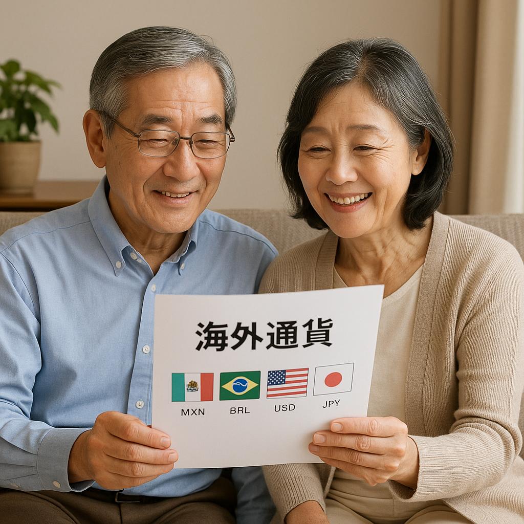 退職金を通貨で分散保有するイメージ図