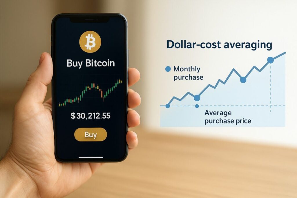 スマホアプリでビットコインを購入する画面のイメージ