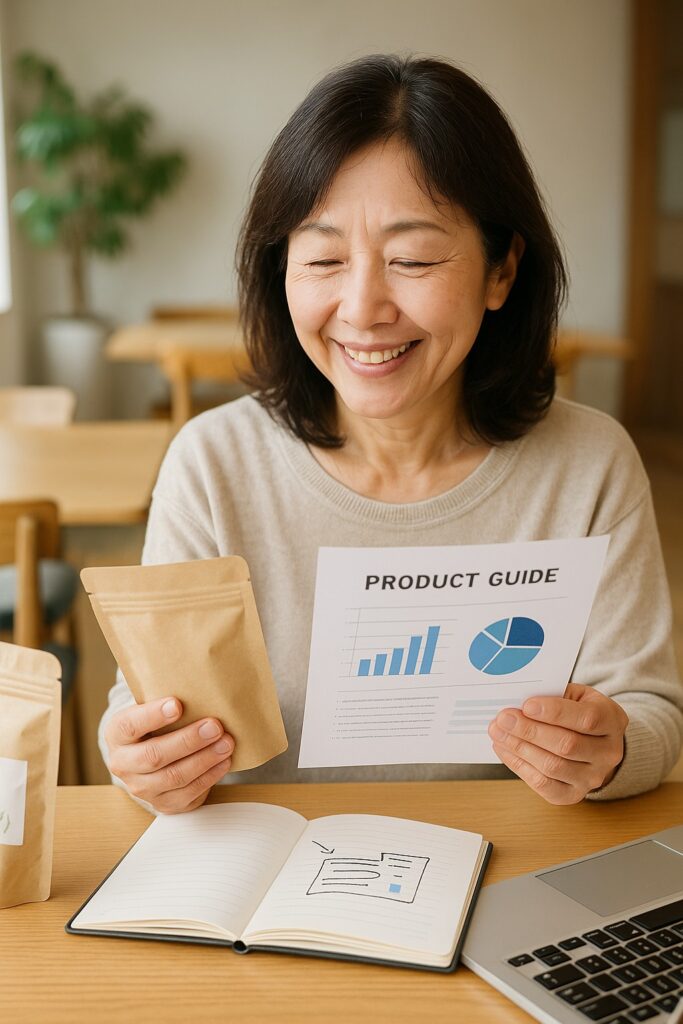 顧客が商品を手に取り笑顔になる瞬間