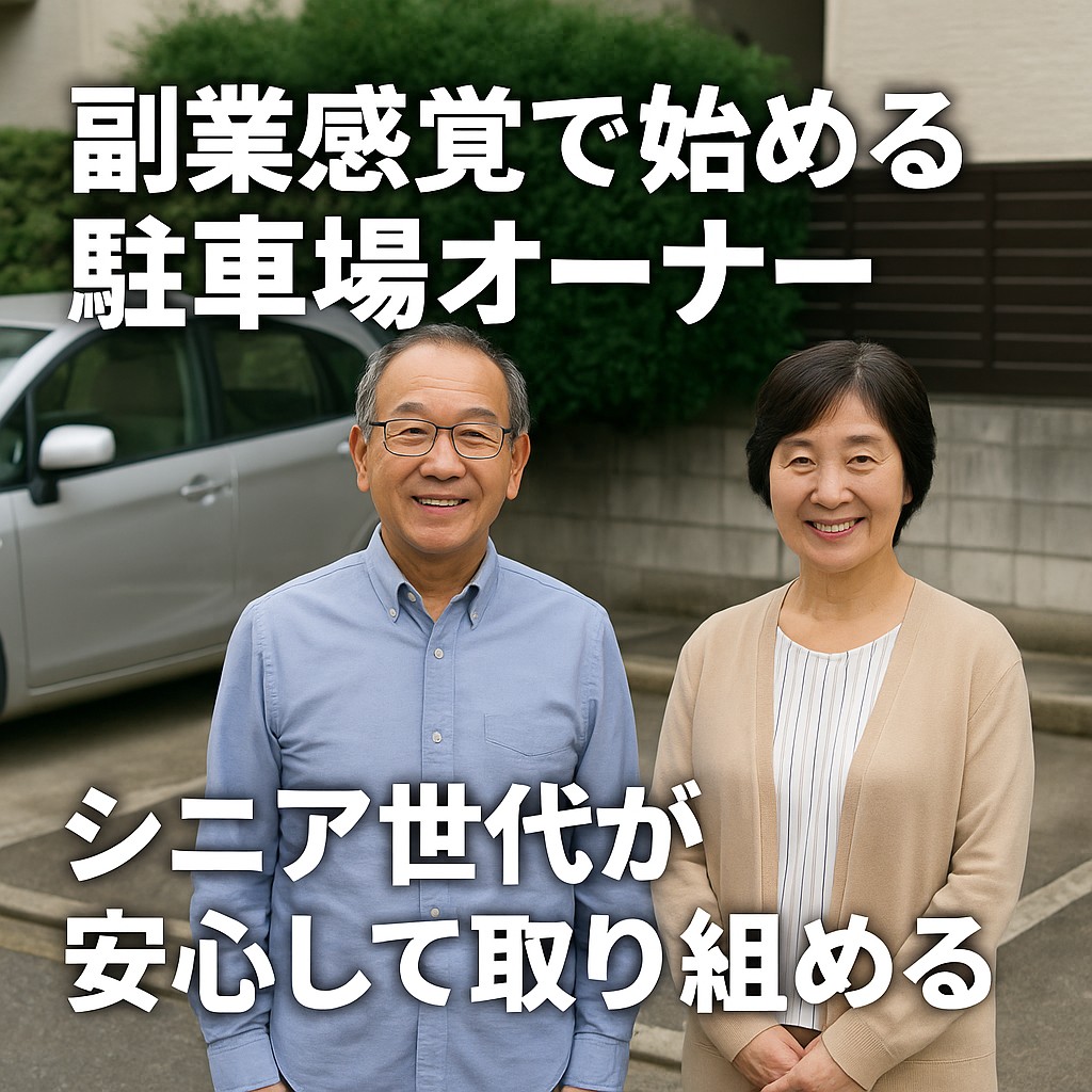 シニア男性・女性が自宅前の駐車場を活用しているイメージ