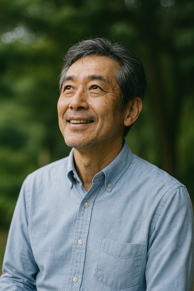 未来に希望を持つシニア男性