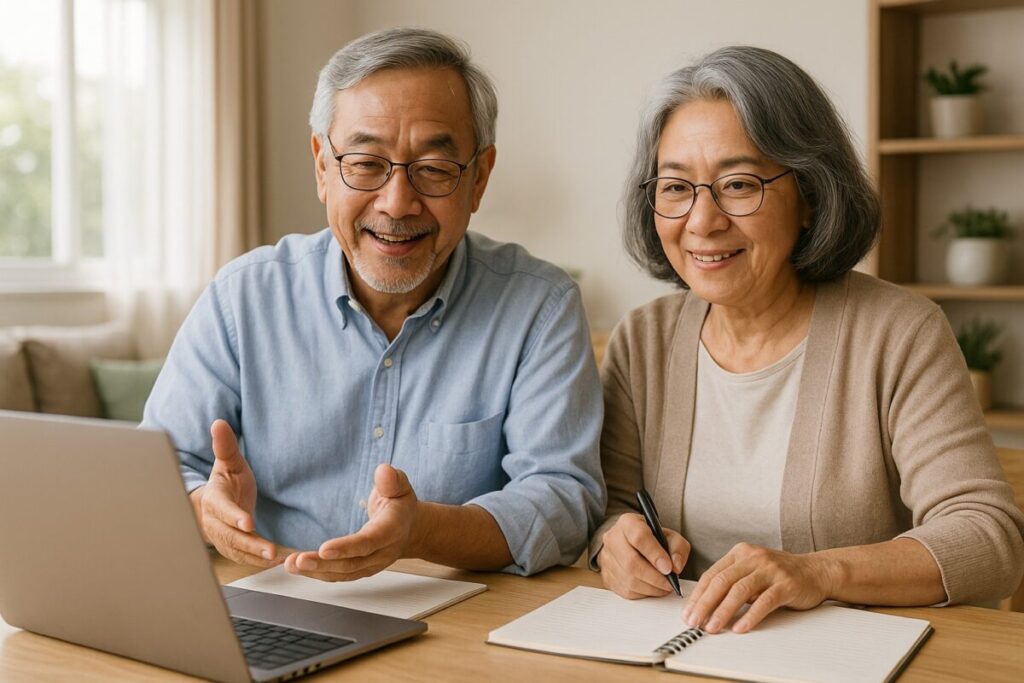 自宅で教えるシニア男性/夫婦