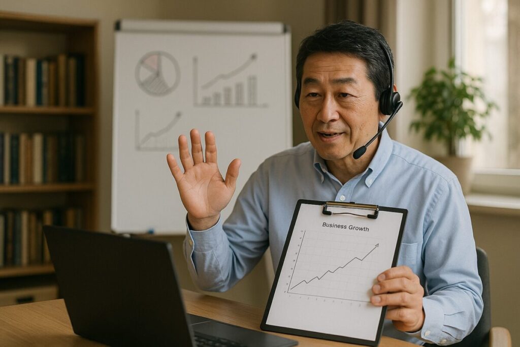 オンライン講座中のシニア講師