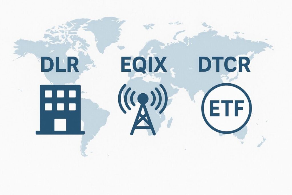 世界地図の上に３社のロゴまたはビル群アイコンが配置