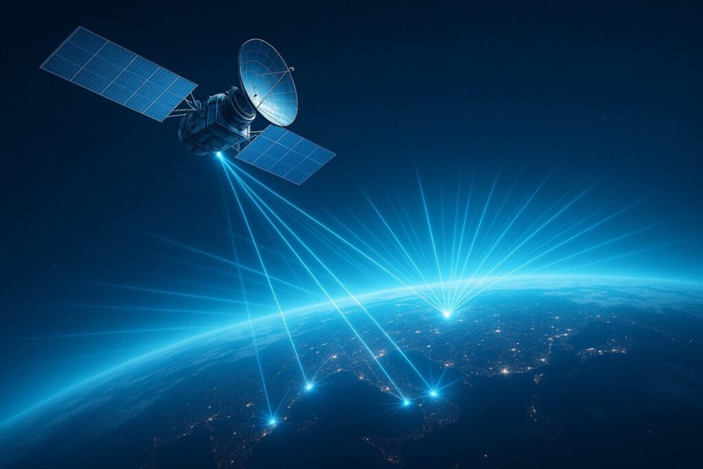 通信衛星 × 地球 × データネットワーク