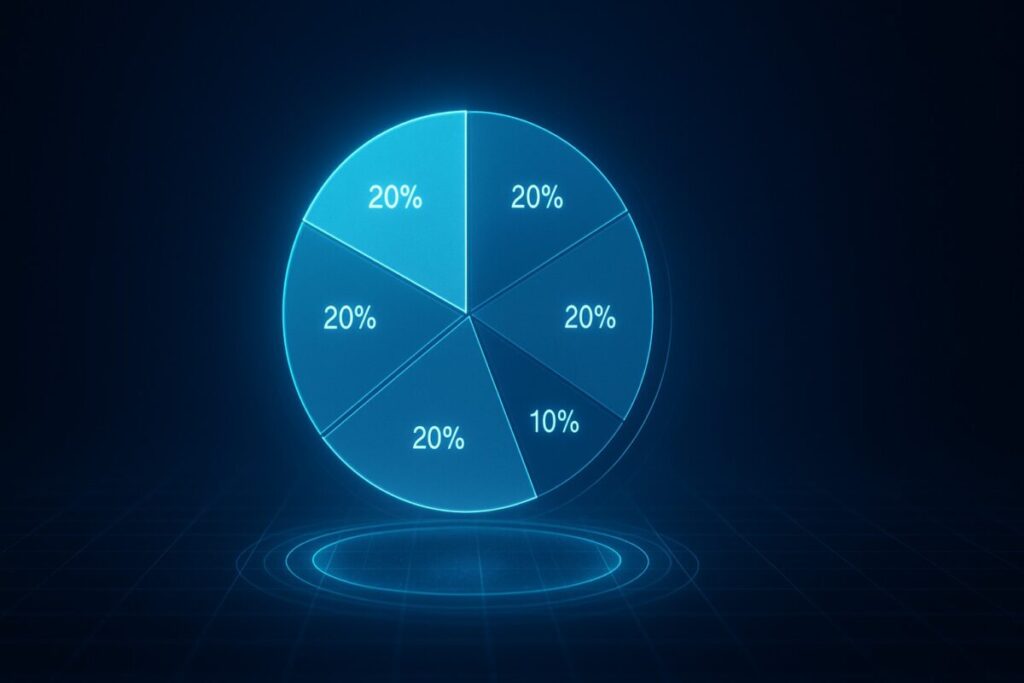配分を直感的に理解できる未来感のある円グラフ