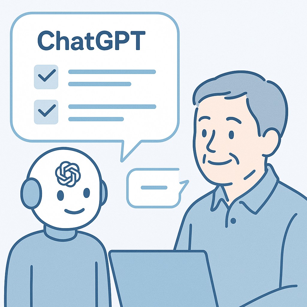 ChatGPT（AI）と人間が会話しているイラスト