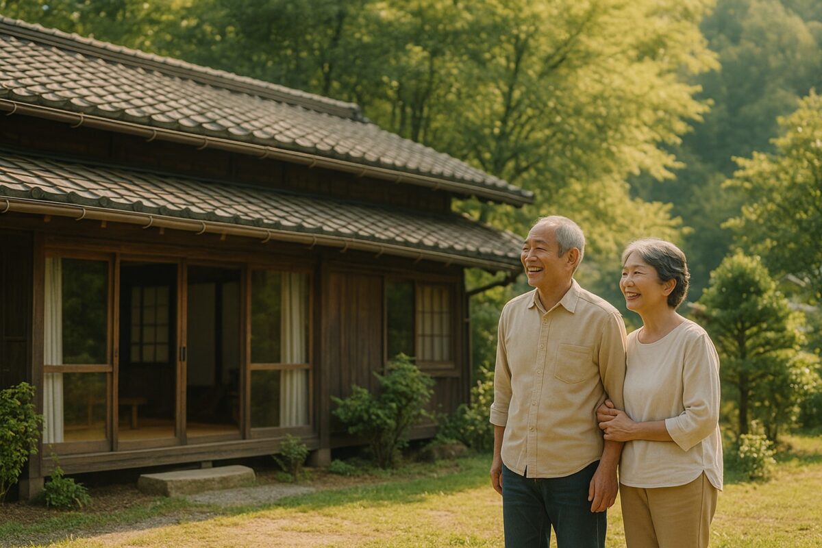 ログハウス風の田舎の平屋