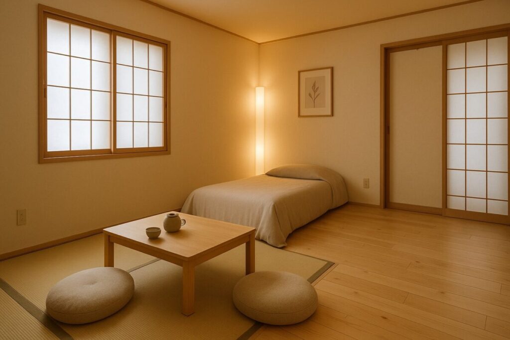 清潔で落ち着いた和モダンな宿泊部屋