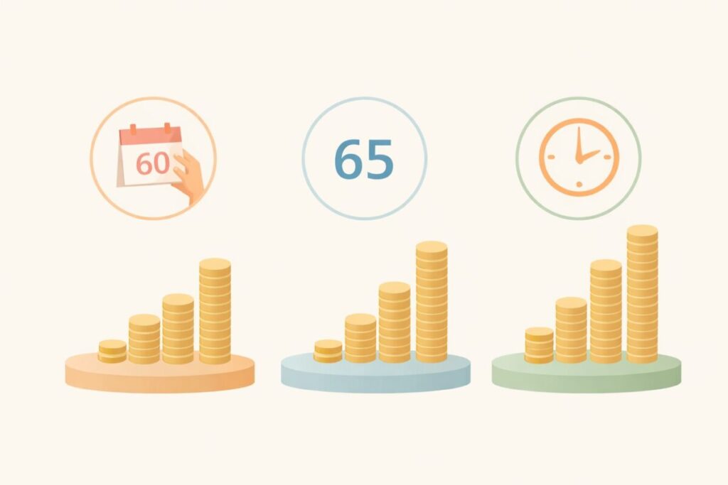 年金受給開始時期の比較イメージ図