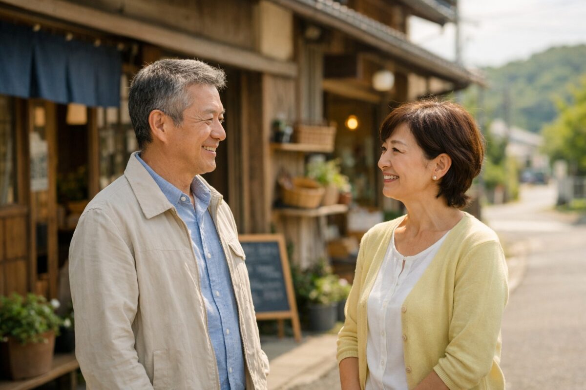 地域の事業を引き継ぐことを考える60代の男女のイメージ