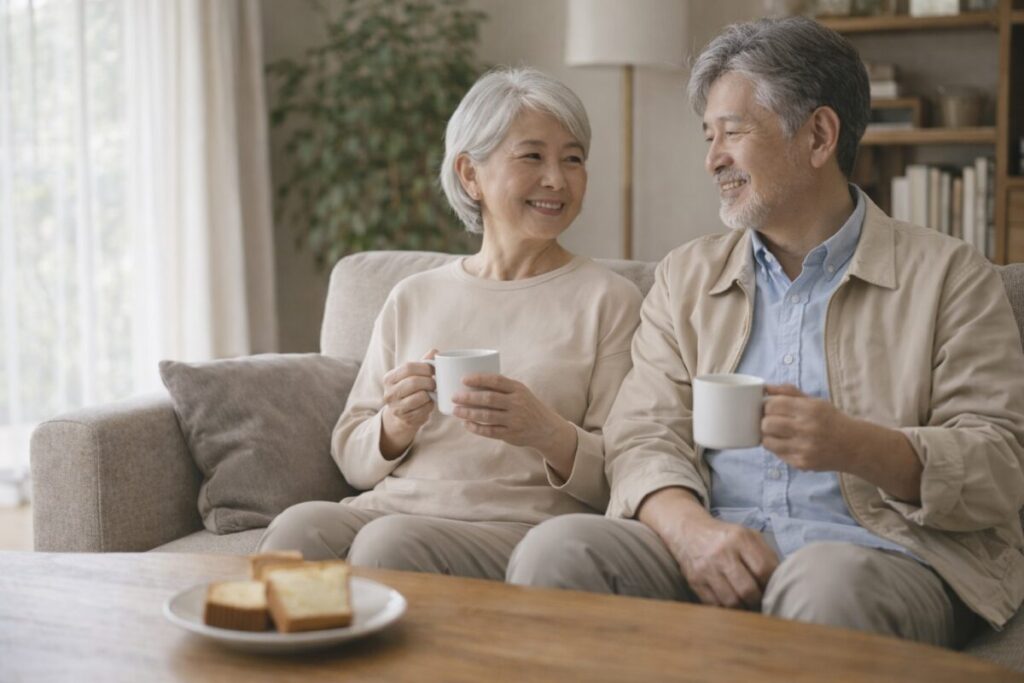 無理のない収入で穏やかな生活を送る60代夫婦の様子