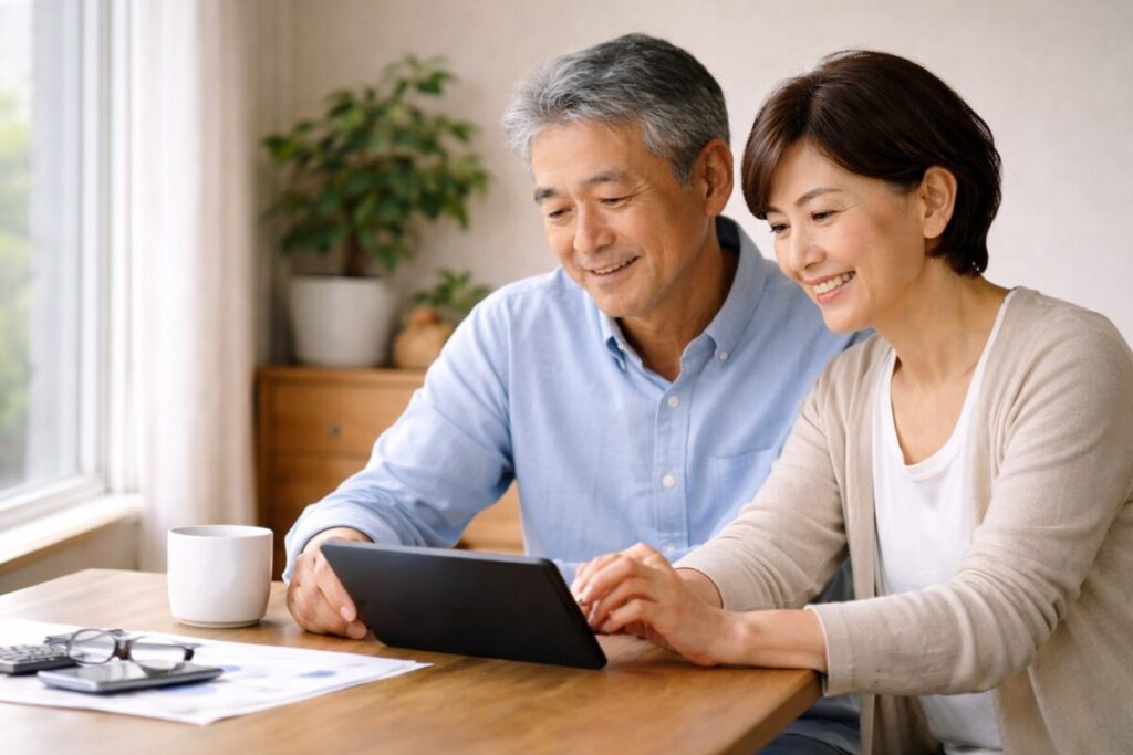 AIを活用しながら落ち着いて資産管理を考える60代夫婦