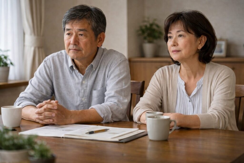 老後の資産について静かに考える60代の日本人夫婦