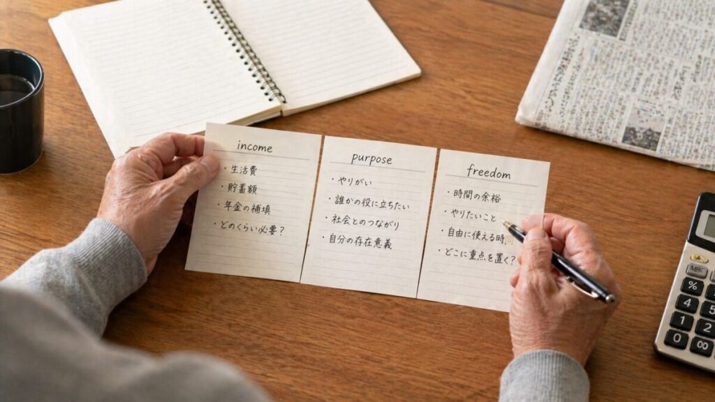 働き方メモを比較しながら止まった手元の様子