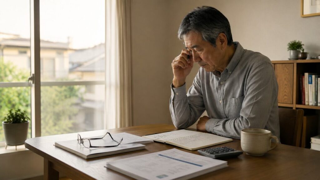 窓際で静かに老後を考える60代男性