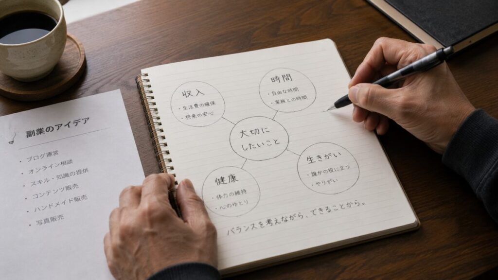 働き方の優先順位を書き出して整理する手元