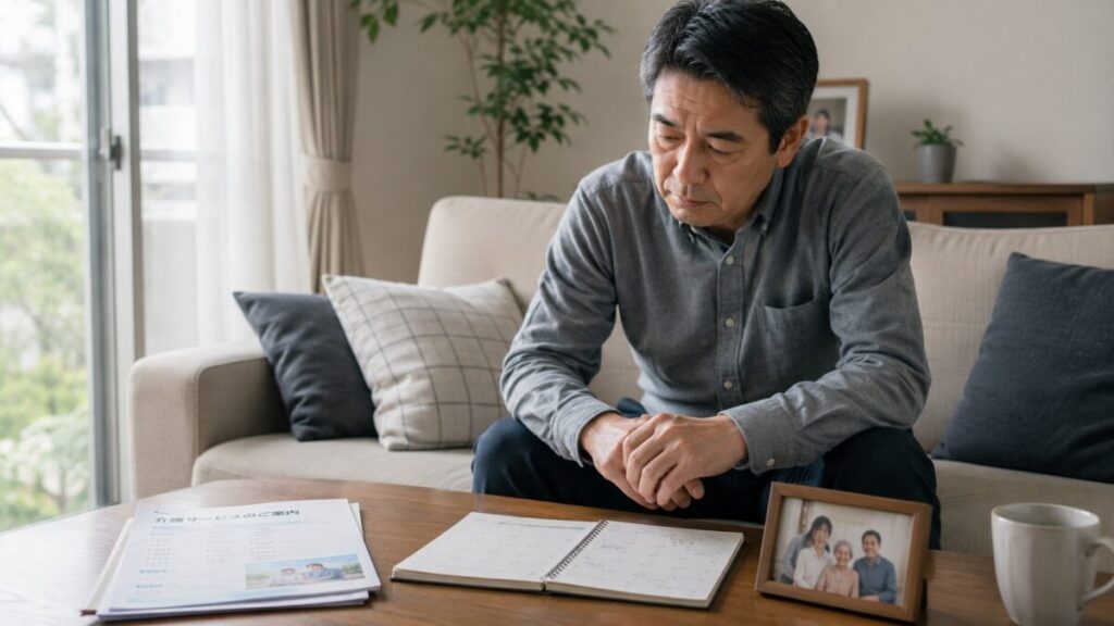 介護と自分の生活の間で迷う男性