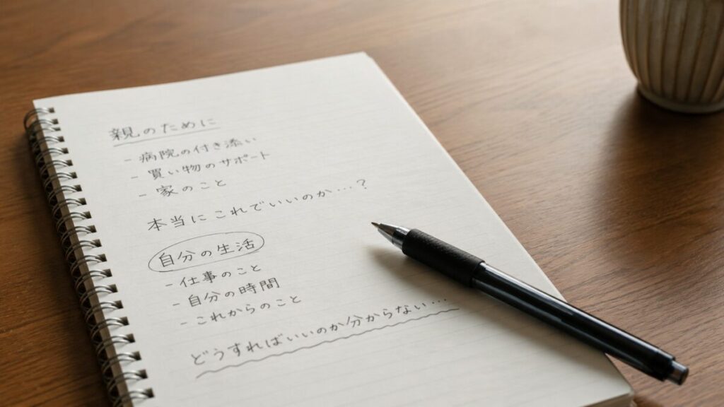 止まったペンと未完成の介護メモ